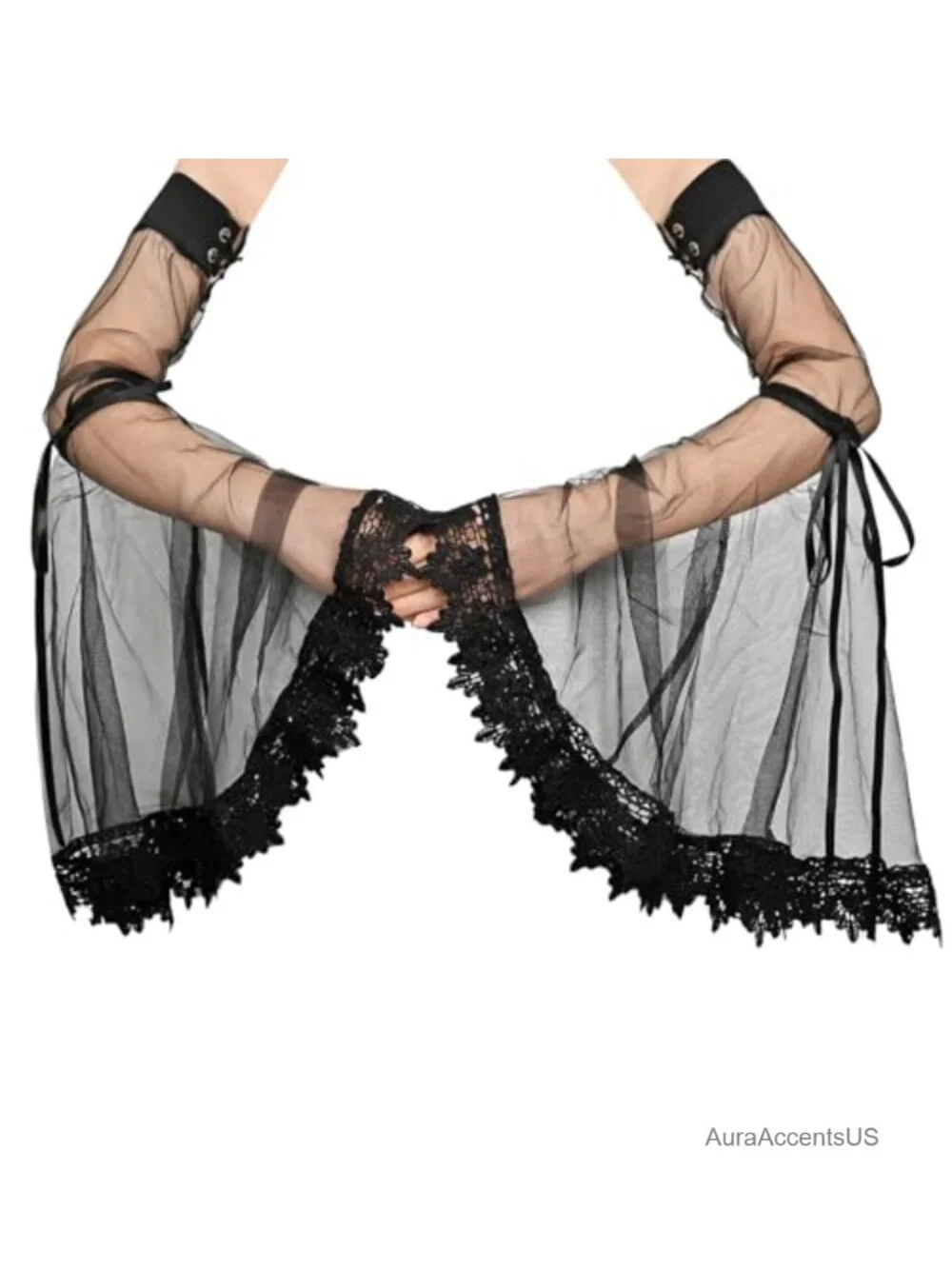 Lace Tulle Detachable Arm Sleeves Victorian Wedding Halloween Accessories
